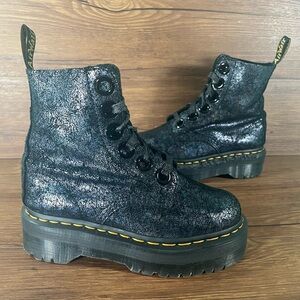 Dr. Martens DOCS “Molly” Metallic Platform Boots Women’s Size 5 Lace Up Shoes